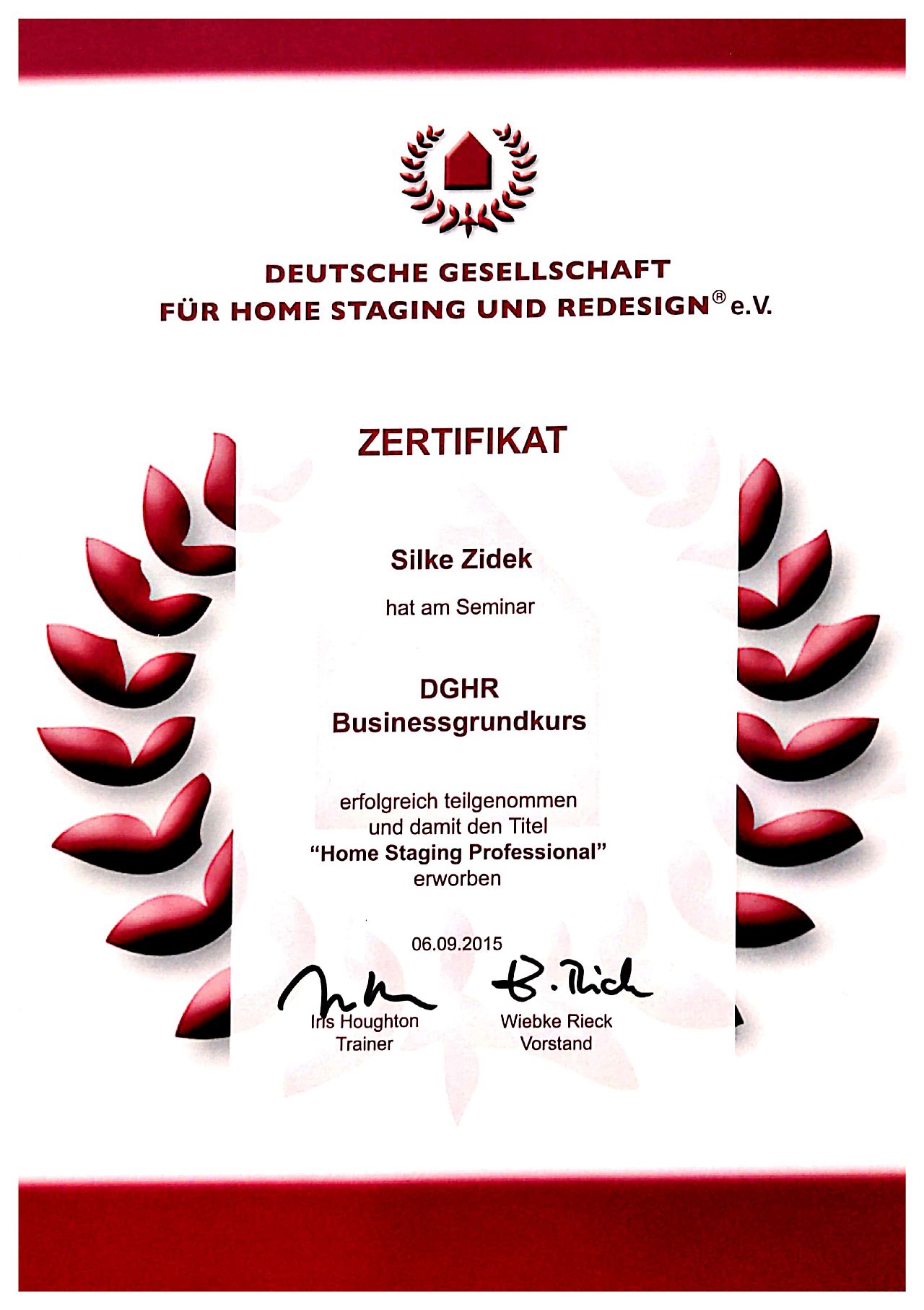 DGHR Zertifikat 1